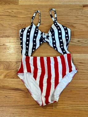 Hollister Star & Stripe One-Piece Swimsuit - Red White Blue